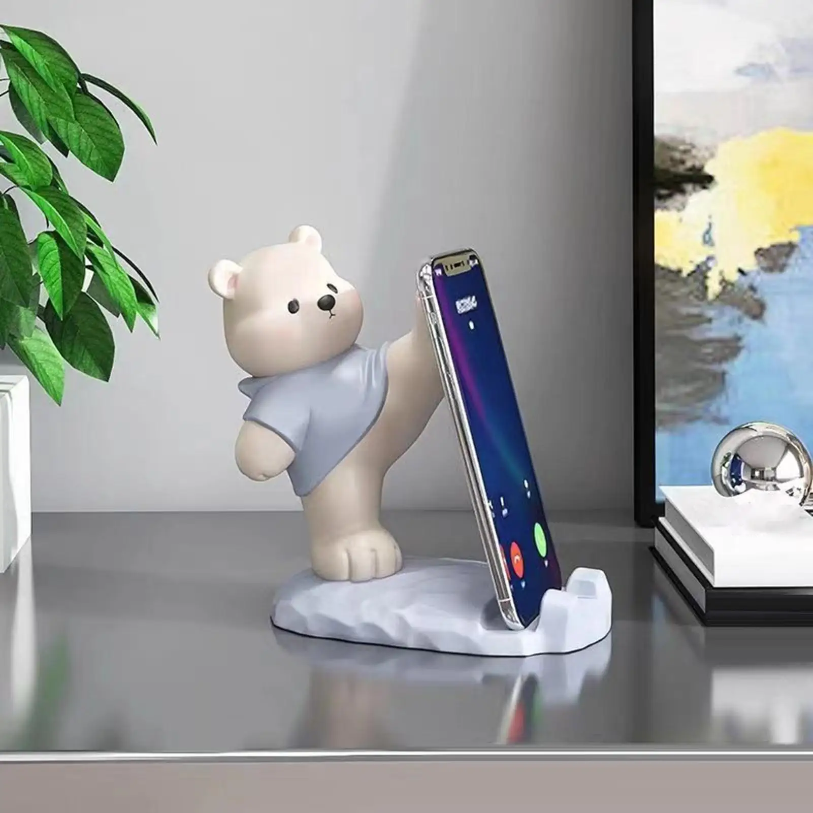 

Милая подставка для телефона, противоскользящая смоляная подставка с медведем, регулируемые фигурки, настольный держатель для мобильного телефона для домашних офисов, видеоблогов, съемки видео