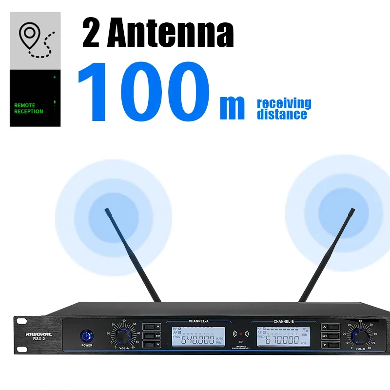 

2026 RSX-2 Professional Four-antenna Two-channel Wireless Microphone UHF Handheld Microphone for Karaoke