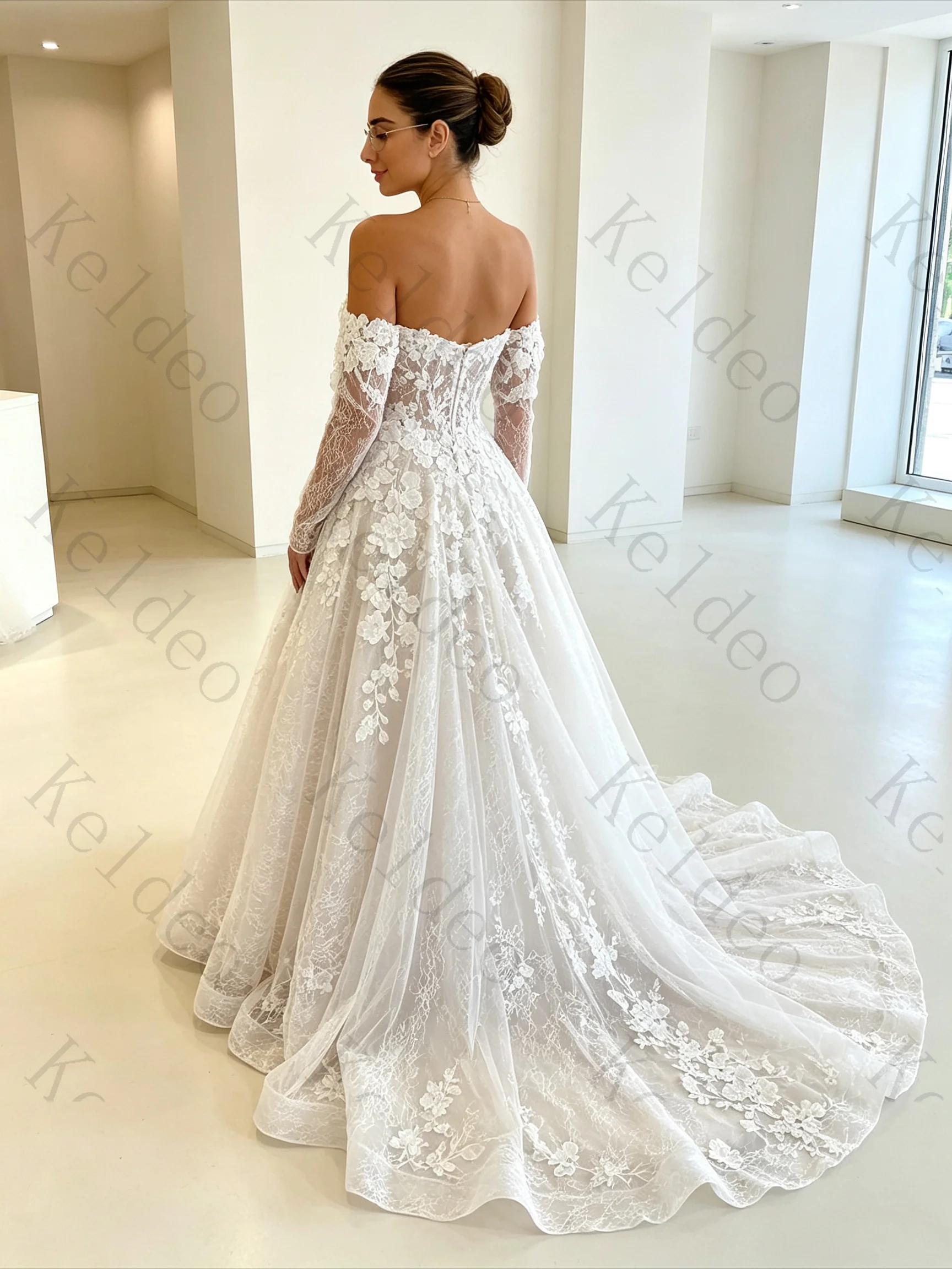 Customized Off‑Shoulder A‑Line Bridal Gown Sweetheart Neck Removable Lace Sleeves Floral Applique For Wedding Ceremony Events