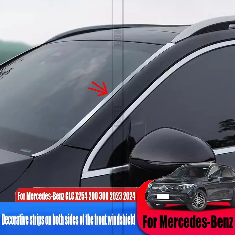 For Mercedes-Benz GLC X254 200 300 2023 2024 decorative strips on both sides of the front windshield car accessories