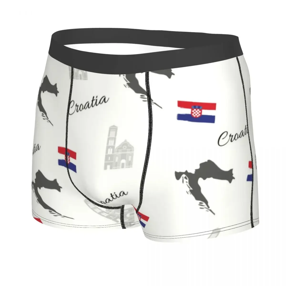 Fashion Croatia Map Flag Boxers Shorts Panties Men's Underpants Stretch Croatian Proud Briefs Underwear