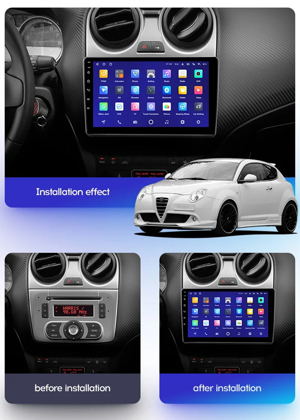 Android 14 For Alfa Romeo MiTo 955 2008 - 2016 Car Dvd Radio Stereo Multimedia Video Player GPS Navigation No 2din DVD 5G Wifi