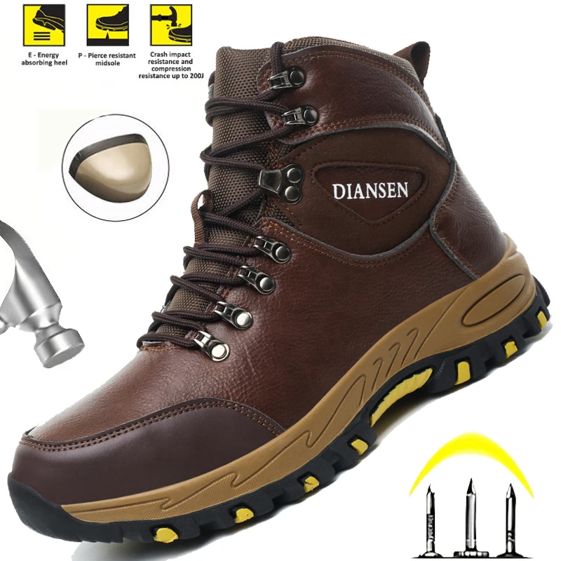 

Indestructible Construction Work Shoes for Men Steel Toe Safety Boots Water Resistant Slip Resistant Anti-Puncture Work Boots