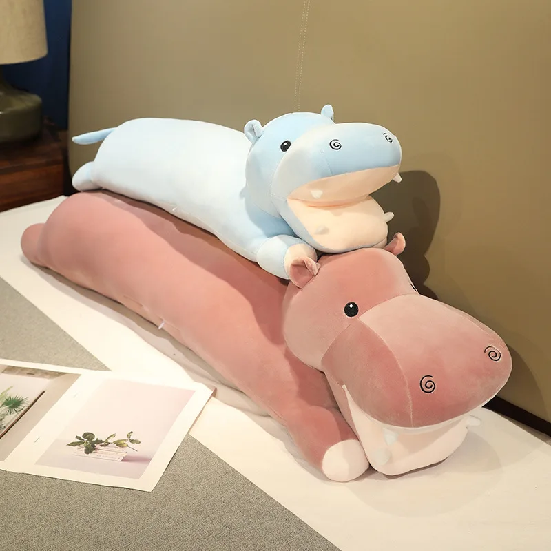 Cute Animal Hippo Long Pillow Plush Toy Hippo Doll Children's Sleeping Leg Puppet Doll Simulation Stuffed Doll Kawaii Toy Gifts