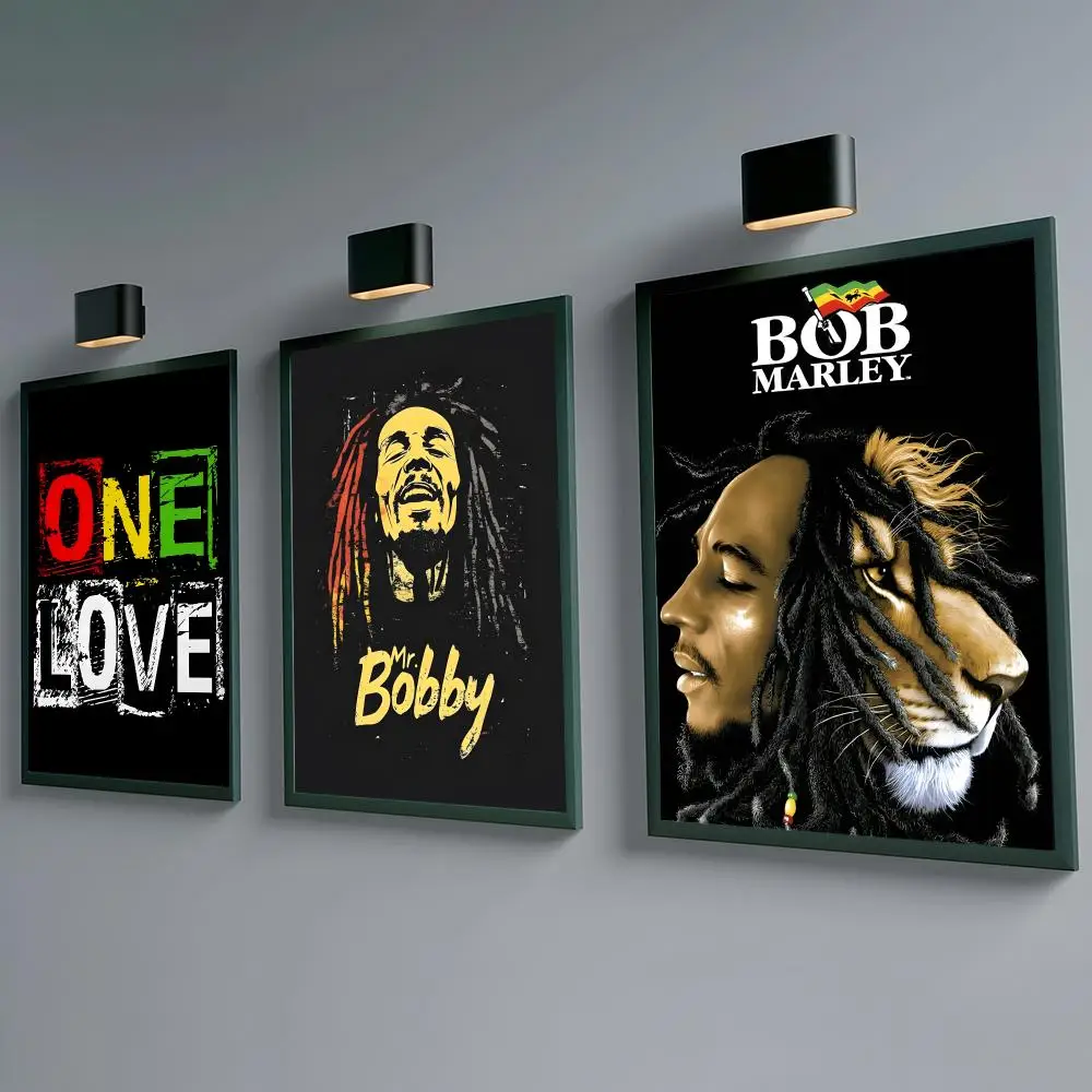 Singer Bob Marley Poster Self-adhesive Waterproof Paper Sticker Coffee House Bar Room Wall Decor