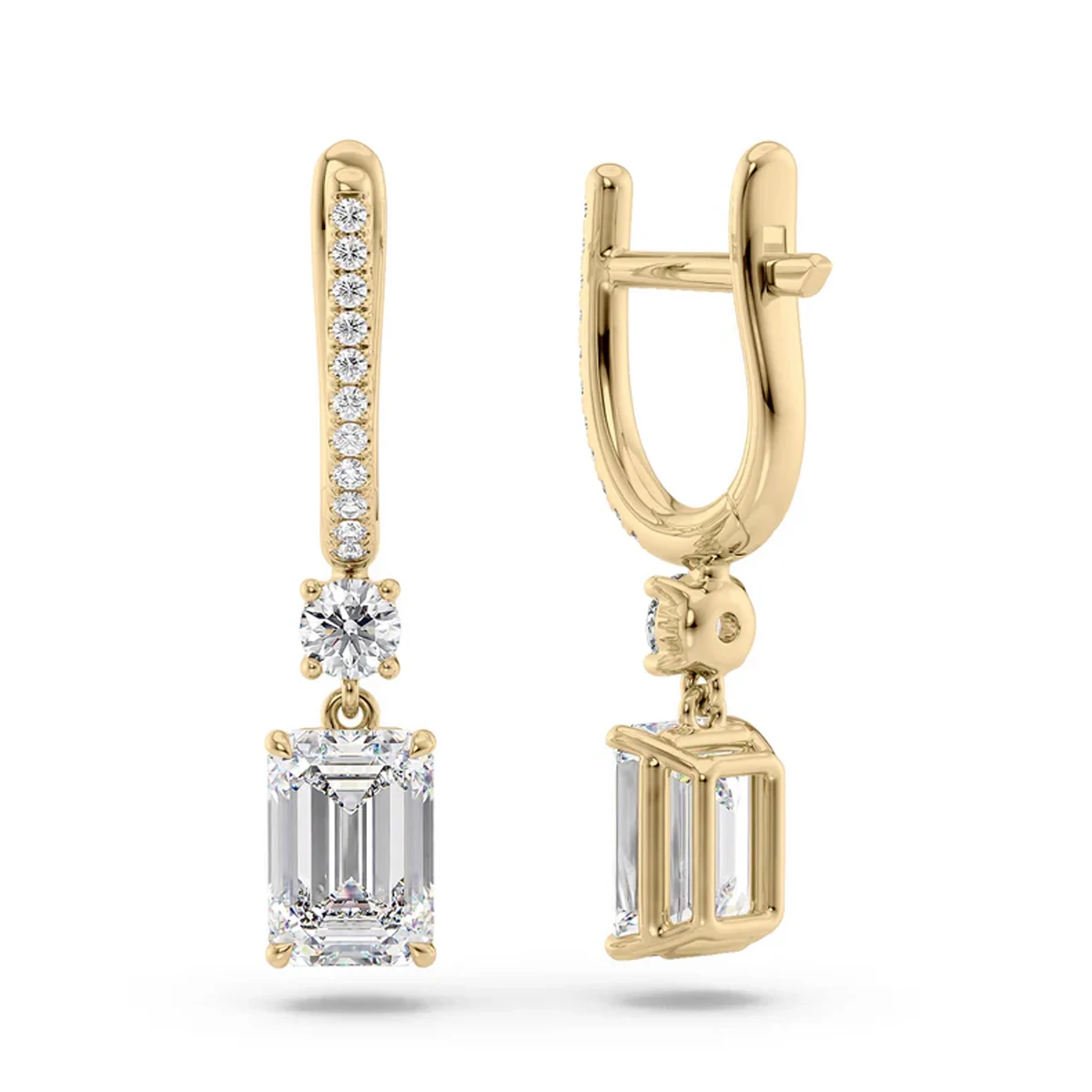 9K/14K/18K Yellow Gold Lab Created Diamond Earrings IGI Certified Emerald Cut Lab Grown Diamond Earrings Fine Jewelry For Women