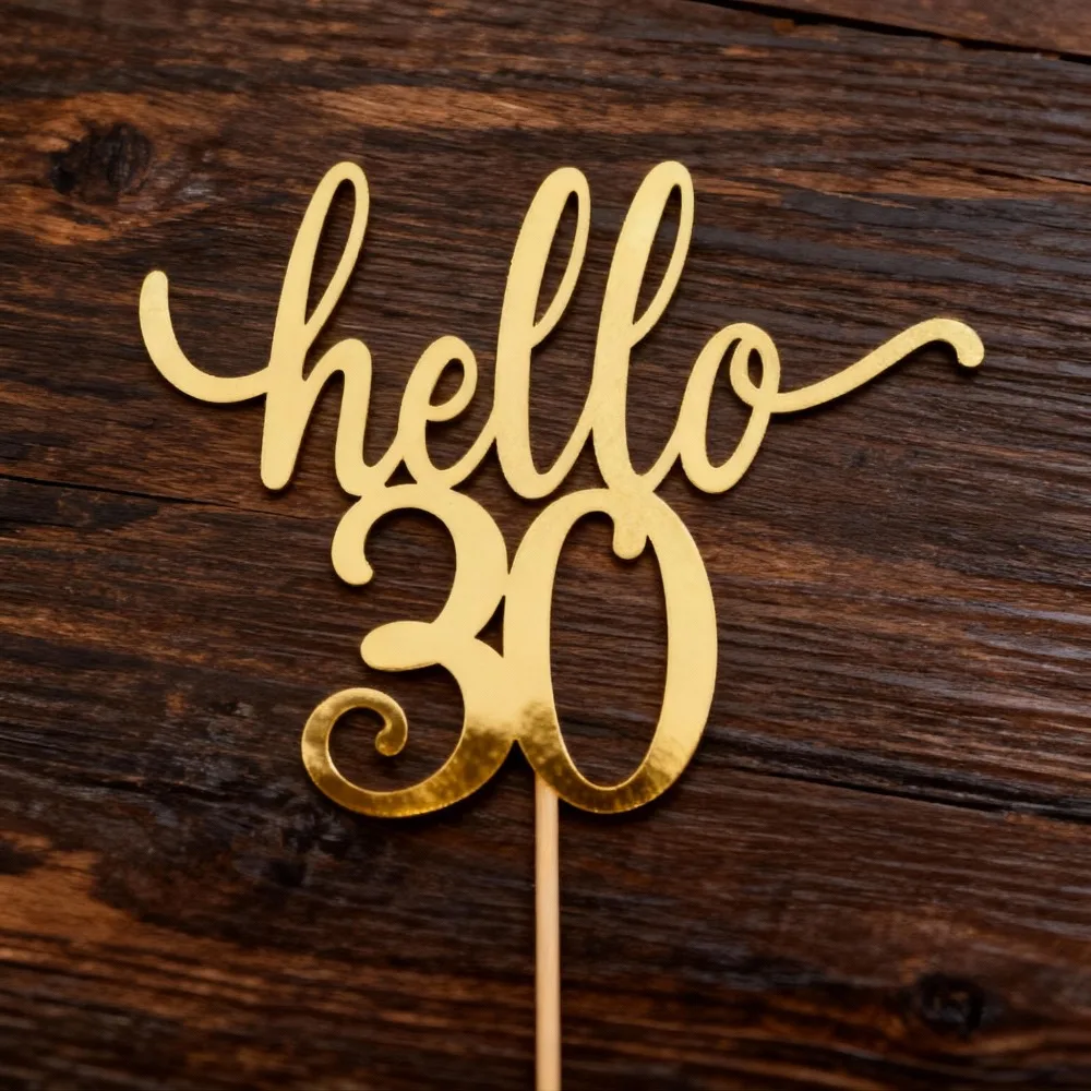 1 Stück Hello 30 Cake Topper, Happy 30th Birthday Dekor für Meilenstein- und Thirties-Feier, modernes Geburtstagsparty-Zubehör – Detail 6