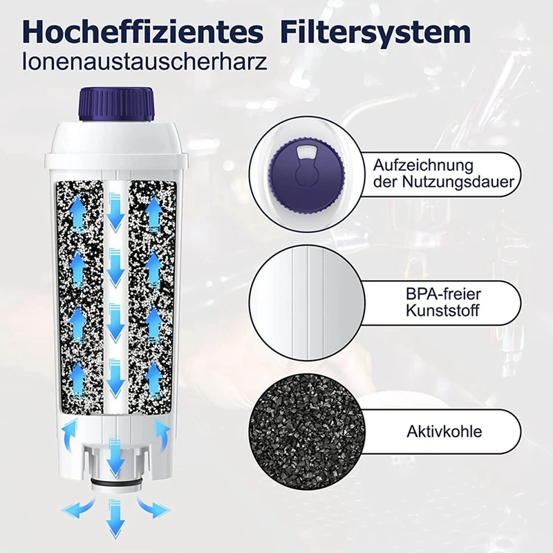 10PCS Water Filter For Delonghi Coffee Machine DLSC002 ECAM, Esam, ETAM, BCO, EC 680EC800