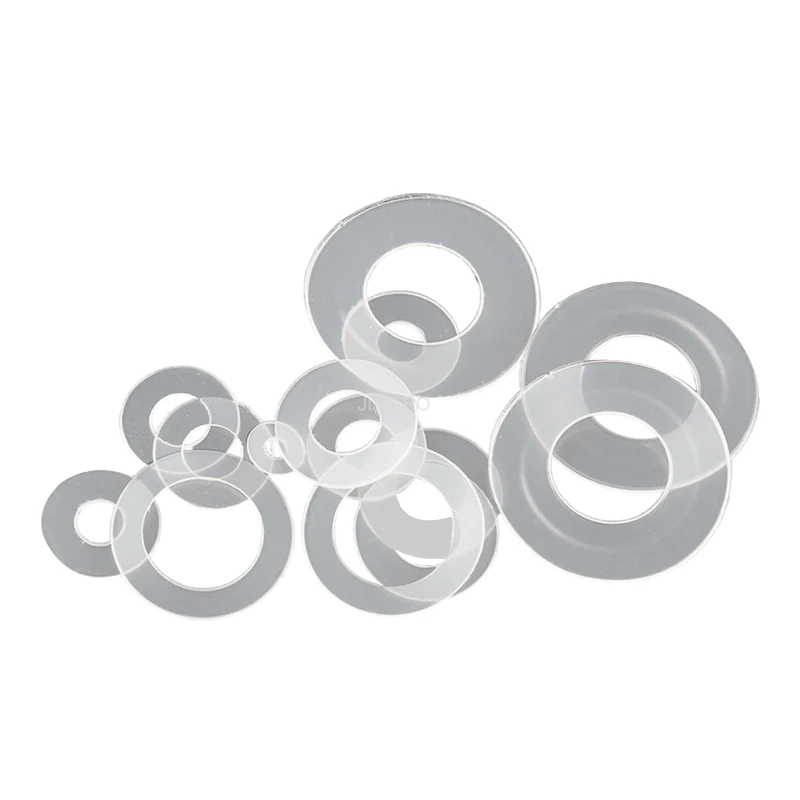 M2 M2.5 M3 M4 M5 M6 M8 M10 Plastic Nylon Ultrathin Washer Black White Flat Ring Seal Washers Gasket Thickness 0.3/0.5/0.8mm