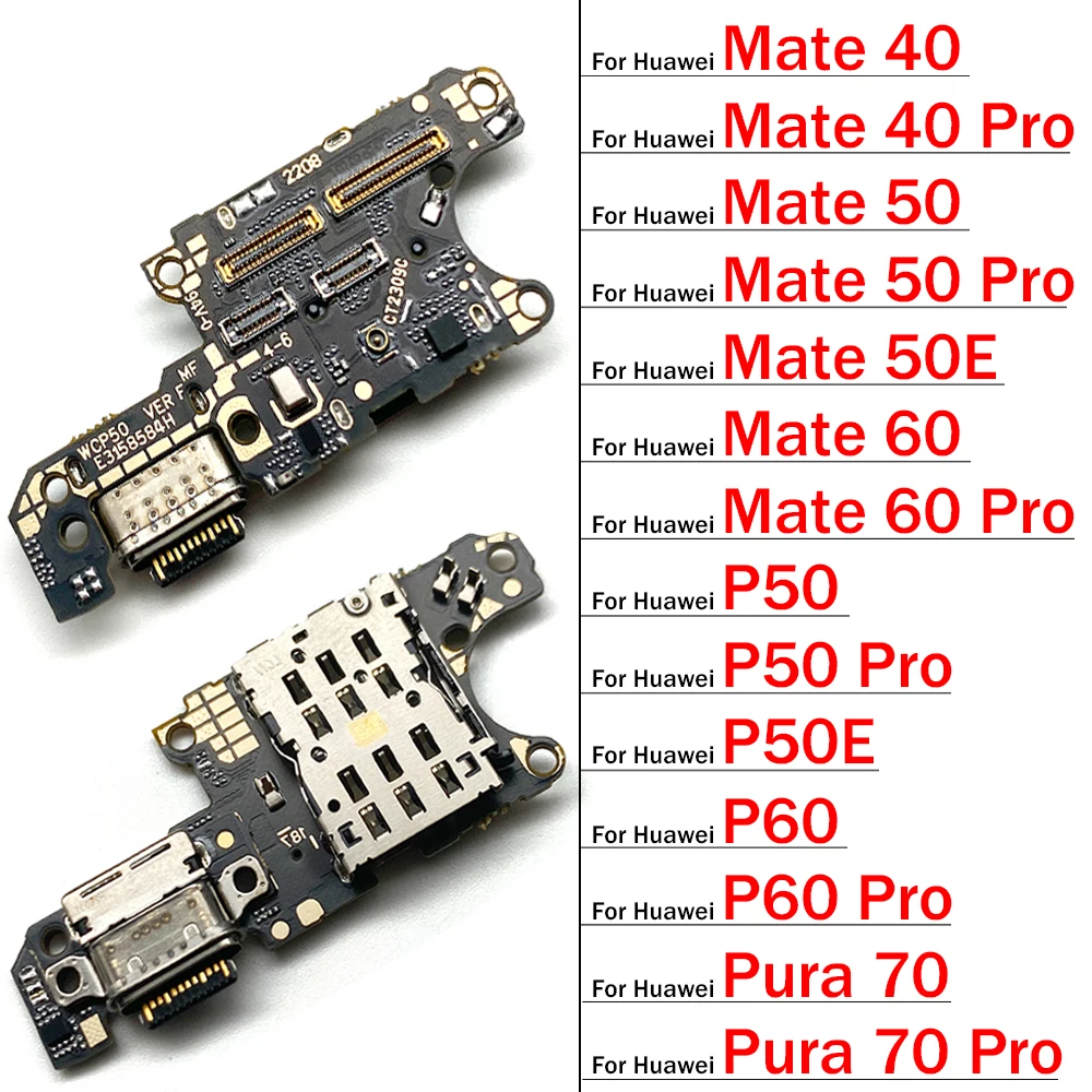 Dock Connector USB Charger Charging Board Port Flex Cable For Huawei Mate 40 50 50E 60 Pro P50 P60 P50E Pura 70 Pro