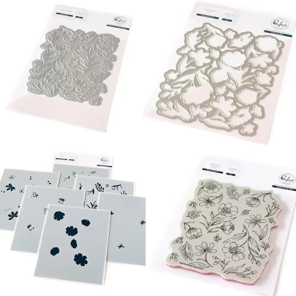 

Spring Blossoms Metal Cutting Dies Clear Stamps Stencil Hot Foil For Decorating Scrapbook Diy Paper Card Mould Embossing Craft
