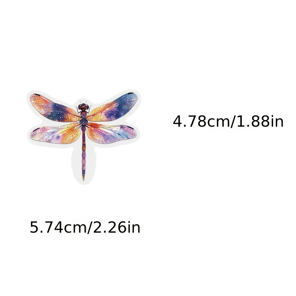 50PCS Colorful Dragonfly PET Sticker High Beauty Exquisite Art Insect Decoration Scrapbook Laptop Luggage Gift Collection Decal