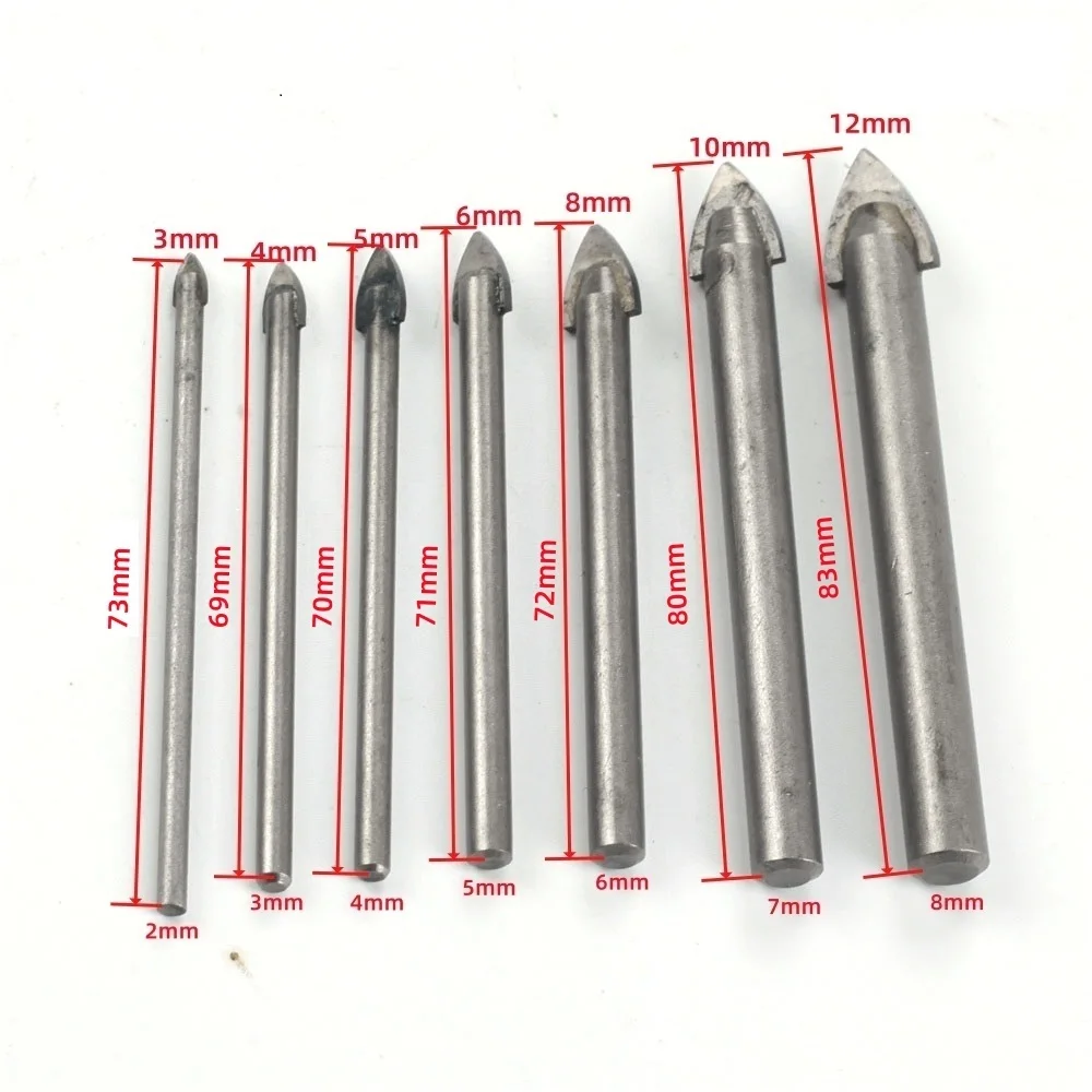 4/6/7pcs Ceramic Tile Drill Bits Set Glass Marble Porcelain Spear Head Spade Drill Bit Set for Ceramic Wall Concrete Hole Opener