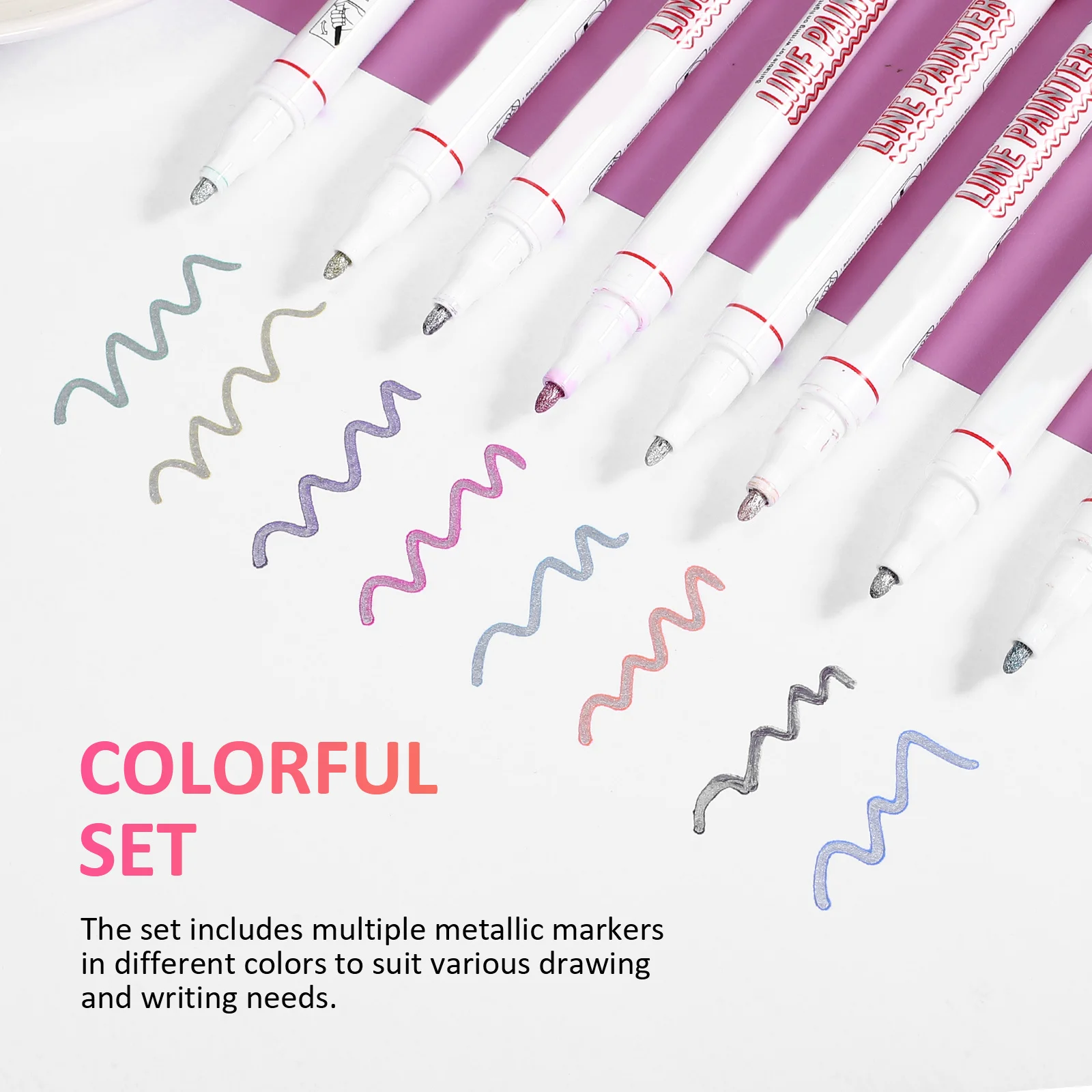

8Pcs Metallic Glitter Outline Pens Set Double Line Markers for Drawing Scrapbook Coloring Journals Glitter Markers