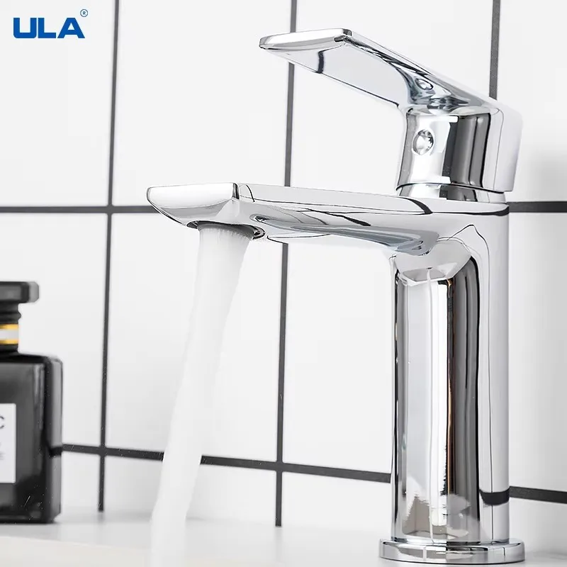 ULA Brass Basin Faucet Bathroom Faucets Hot and Cold Mixer Tall Bathroom Sink Faucets Black Chrome Washbasin Tap Crane Torneira