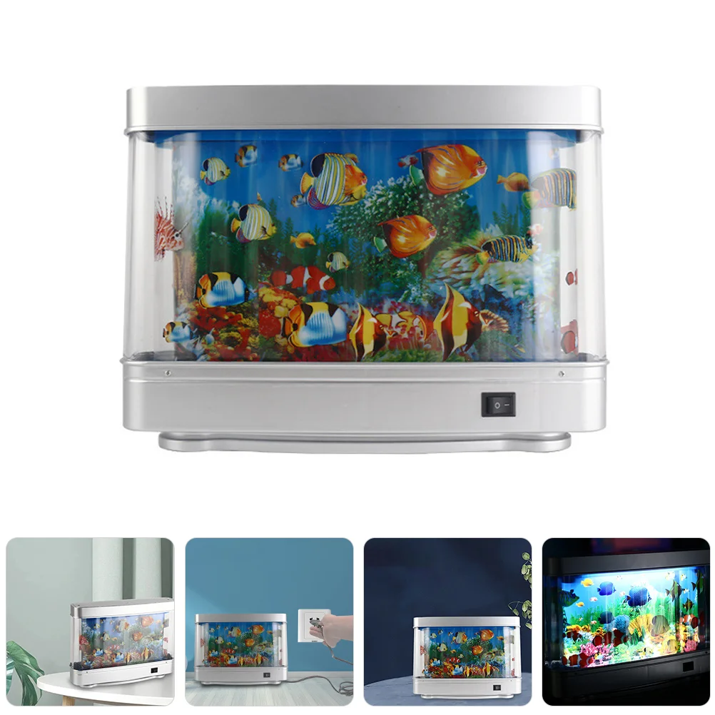 Simulated Fish Aquarium Lamp Artificial Tank with Light Tropical Decorations