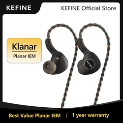 KEFINE Klanar 14.5mm Planar Magnetic Driver Hifi Wired IEM Earphones with CNC Metal Housing & Detachable 0.78 2pin 3.5mm Cable