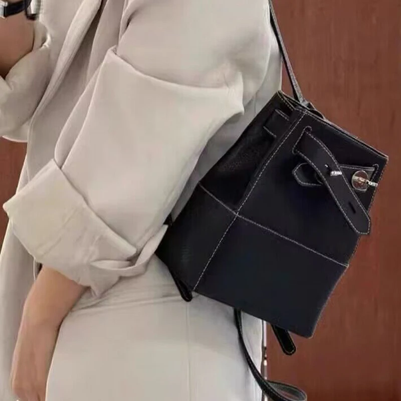 Bucket Bags For Women Luxury Designer Handbags And Purses 2023 New In  Fashion PU Leather Simple South Korea Shoulder Backpack