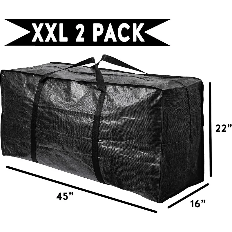 2 opakowania XXL Jumbo Extra Large Heavy Duty Stronger Handles Storage Bags Moving Totes Zippered Reusable Wrap Around Storage Totes