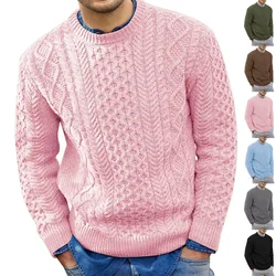 Pink Sweater Men's 2025 Autumn Winter New Pure Color Pullover Knitted Sweater Menwear Fashion Large Size Male Clothing