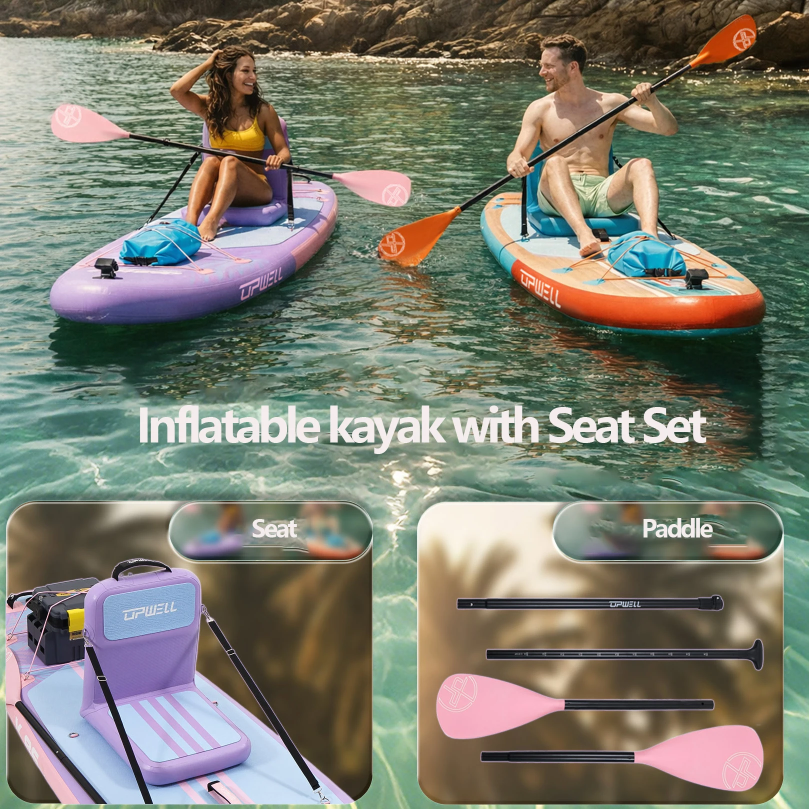New Inflatable Canoeing with Seat Set SUP Paddleboard: Adult All-Rounder, Leisure Lure Fishing Board, Water Sports Paddleboard