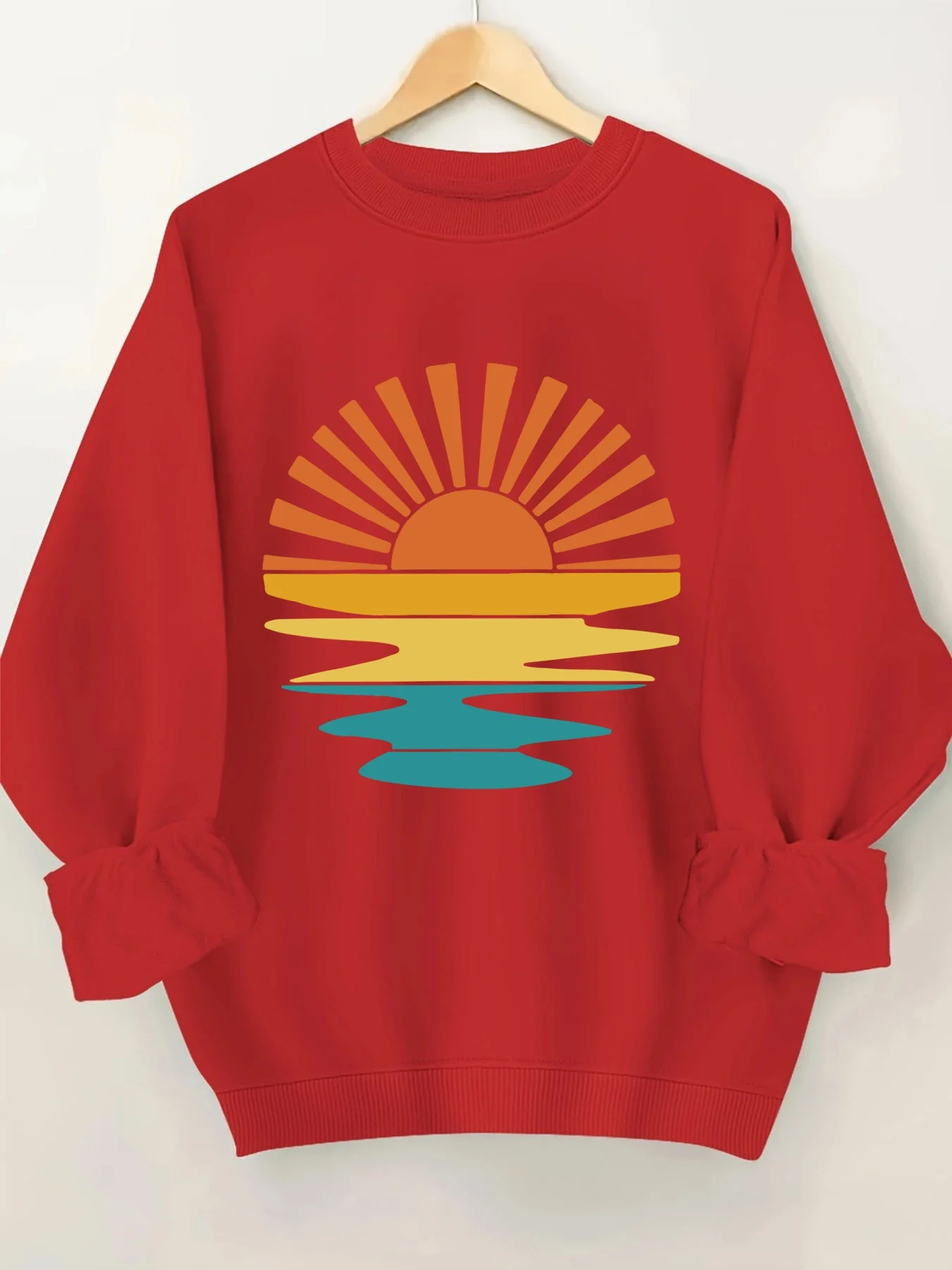 

Модный свитшот с геометрическим принтом и круглым вырезом для женщин, стильный пуловер с принтом, повседневная уличная одежда