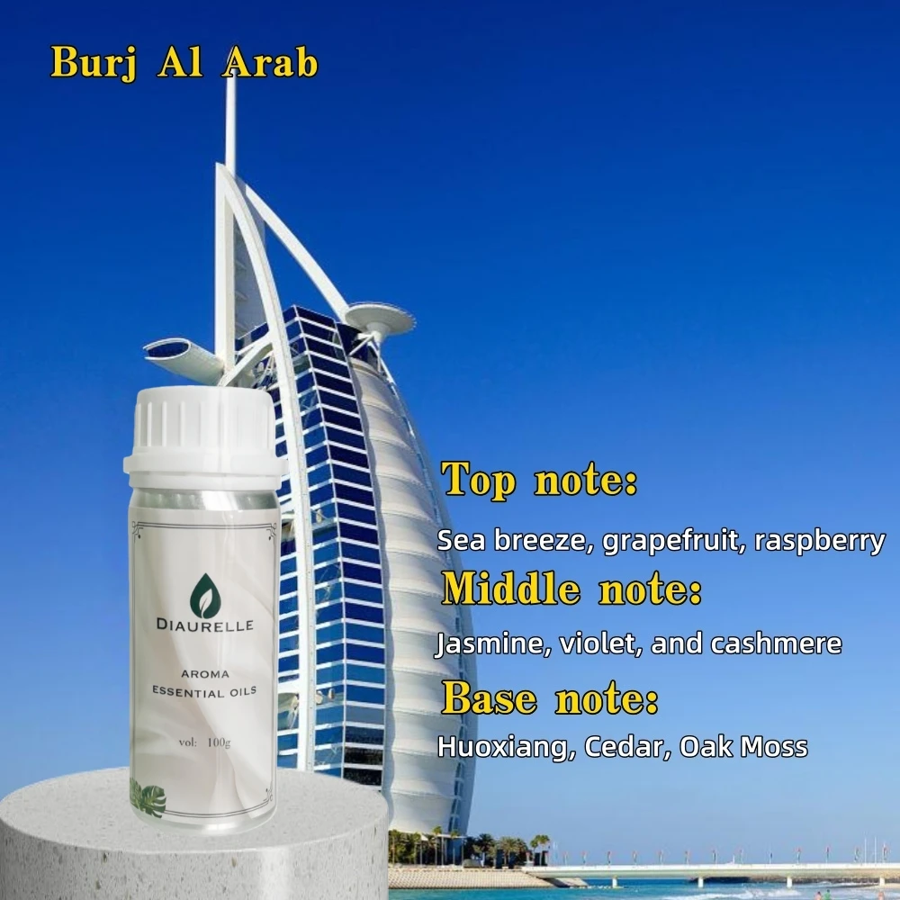 Hotel Burj Al Arab 100ml Extracto de plantas puras fragancia de habitación ambientador para el hogar aceite esencial de Oasis aromático eléctrico para difusor