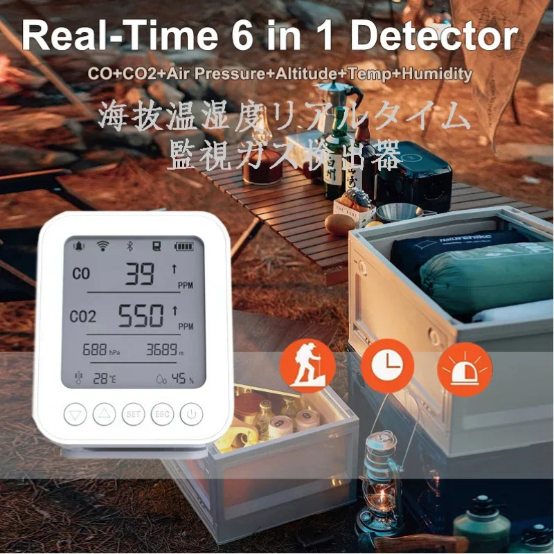 

Car Carbon Monoxide Carbon Dioxide Monitor Real-Time Monitoring of Altitude and Temperature and Humidity Gas detector