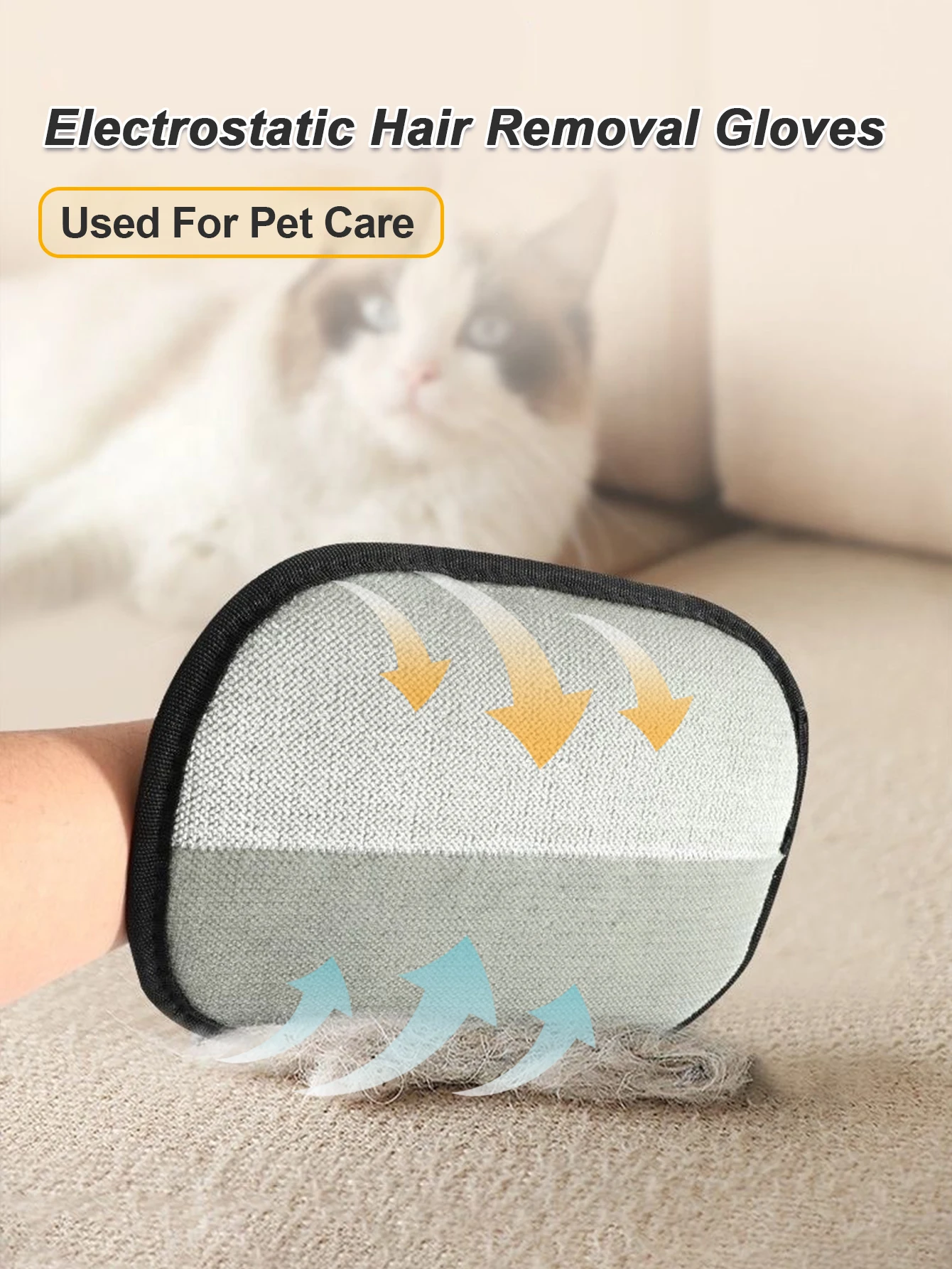 Electrostatic Glove Pet Hair Remover Mitts Two-Way Brush