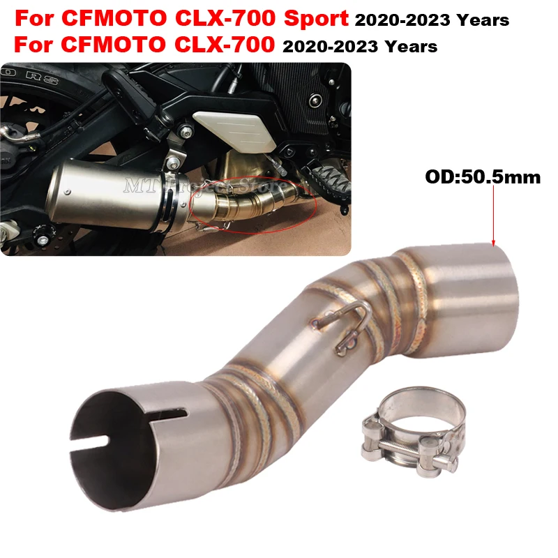 

Motorcycle Exhaust System 50.8MM Middle Link Pipe Tube Modifided Espace Moto Slip On For CFMOTO CLX-700 CLX700 Sport 2020 - 2023