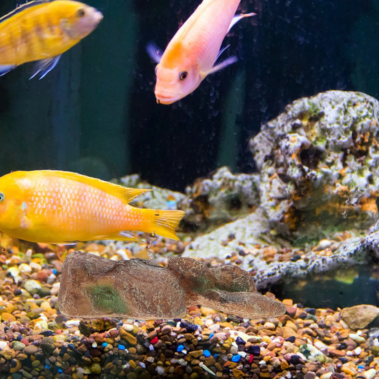 

Artificial Mountain Decor For Aquarium Realistic Resin Rock Landscape Fish Tank Decoration Hideout, Aquatic Pets, Reptile