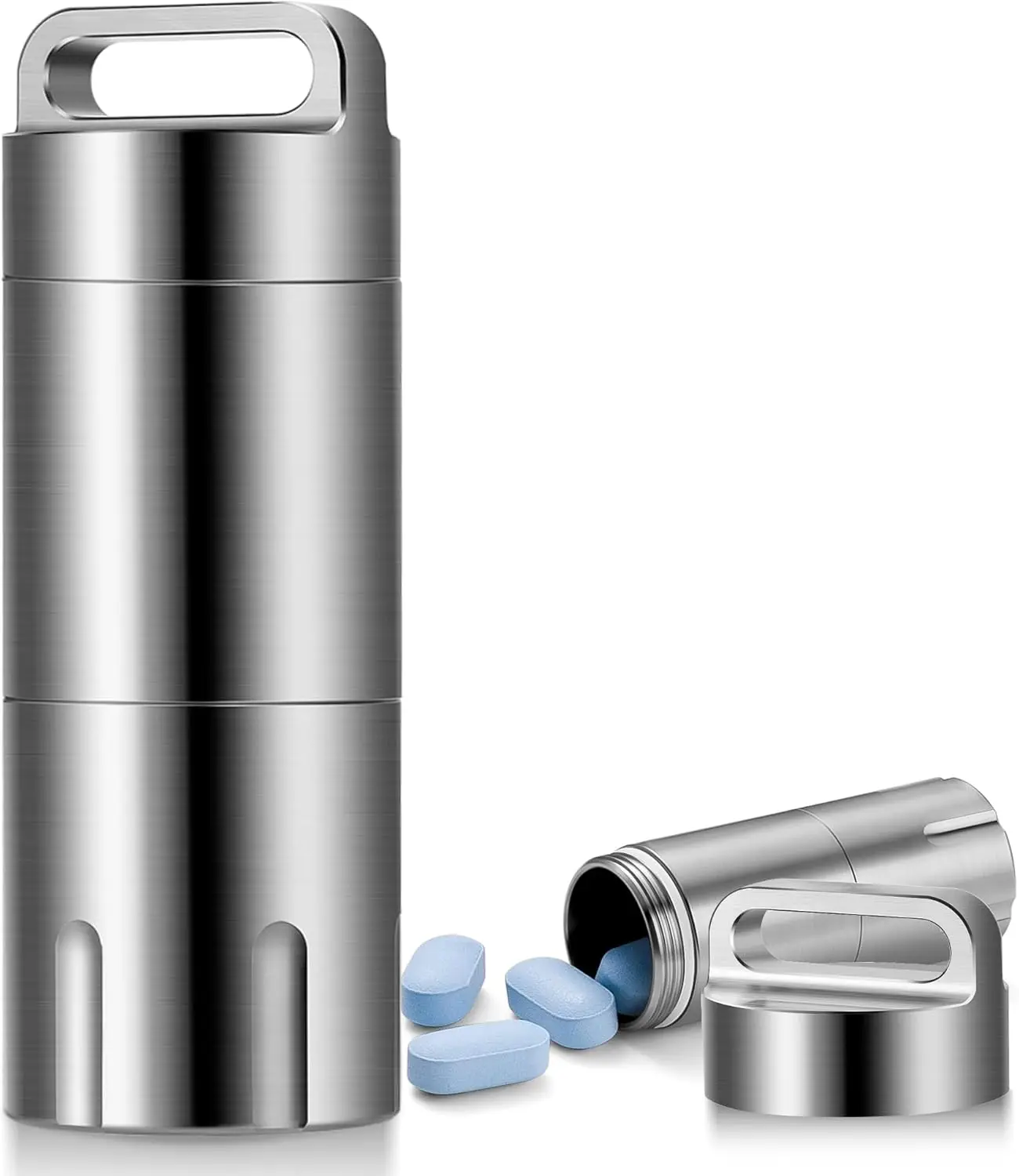 

Titanium Small Portable Pill Case Holder, Waterproof Pocket Pill Box Container to Hold Pills, Vitamins, Fish Oil, Supplements