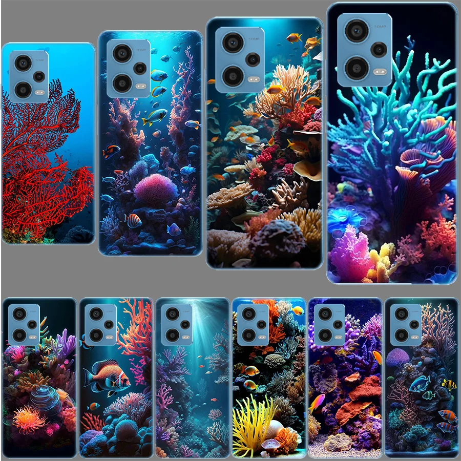 Coral Reefs and Their Small Fish Case for Redmi Note 12 Pro 11 Pro Plus 12S 11S 11T 11E 10 5G 10S 9S 9T 9 8T 8 7 Phone TPU Clear