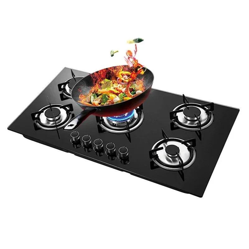 Gas Stove Five-Hole Commercial 91.5cm Tempered Glass Hotel Cooking Soup Safe And Durable Multi-Functional Use