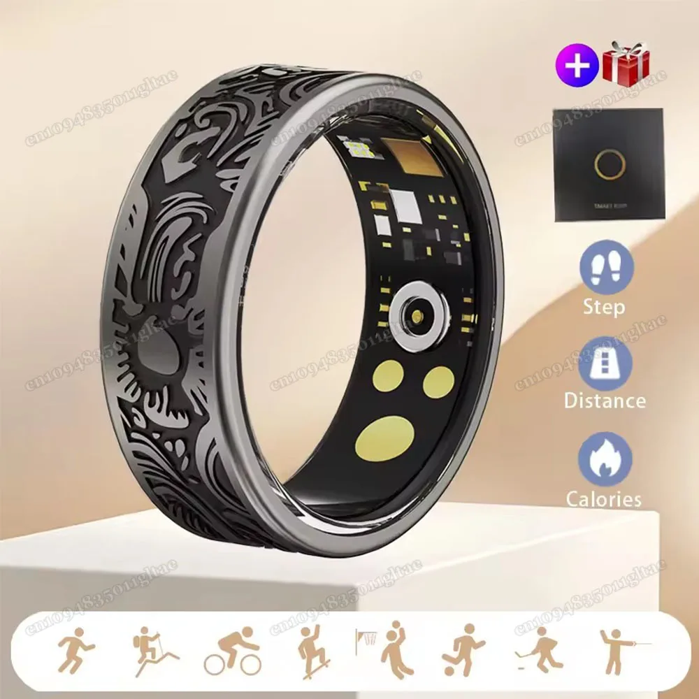 

Smart Ring Men Women Design With Heart Rate & Blood Oxygen Monitor Ring Multi-Sport Modes 5ATM Waterproof Ring For Android iOS