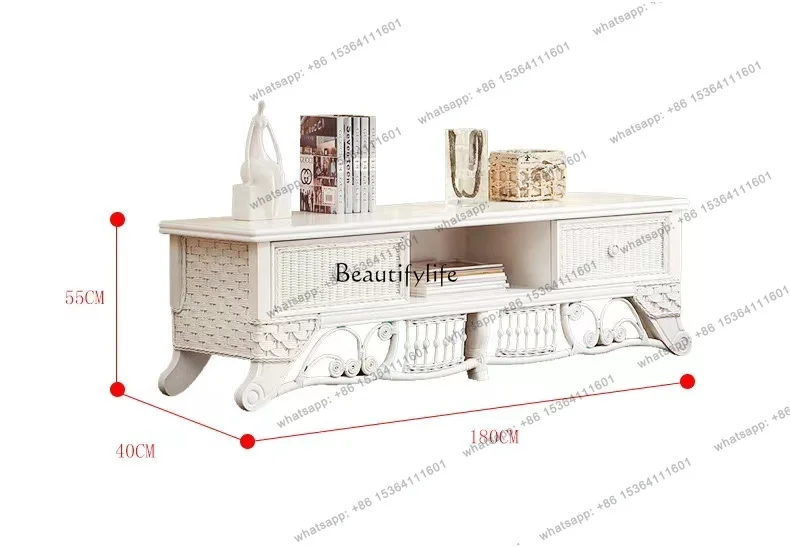 LX South East Asia Rattan Living Room Furniture Villa Homestay Home Rattan Art TV Cabinet