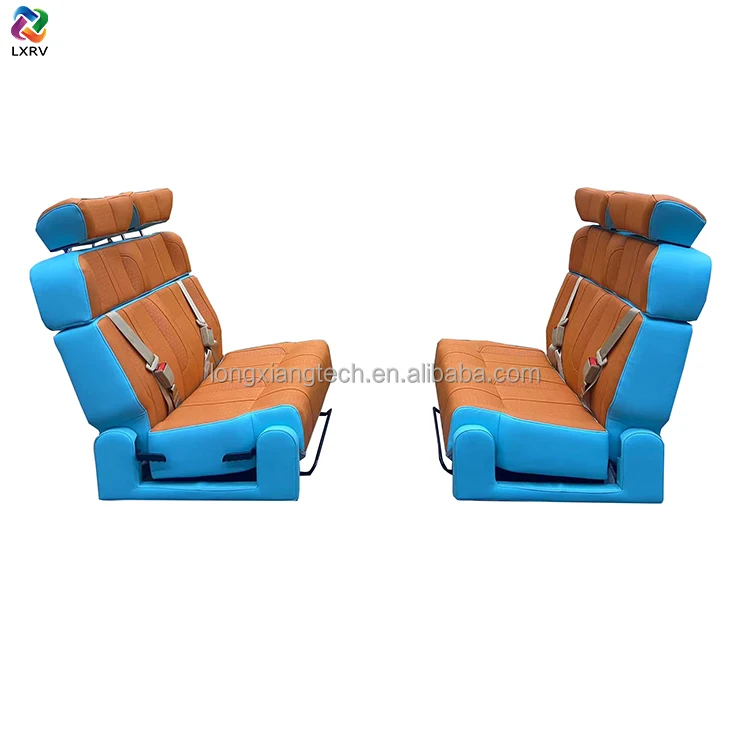 LXRV High Quality Punching Napa Leather Soft Comfortable Waterproof Campervan RV Sprinter Van Folding Seat Convertible Bed