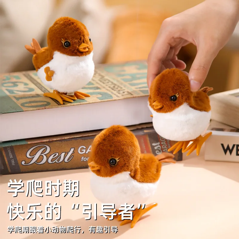 1pc 9.5cm/3.74in Jumping Sparrow Le Jier Winding Clockwork Toy Simulated Plush Jumping Bird Toy for Kids