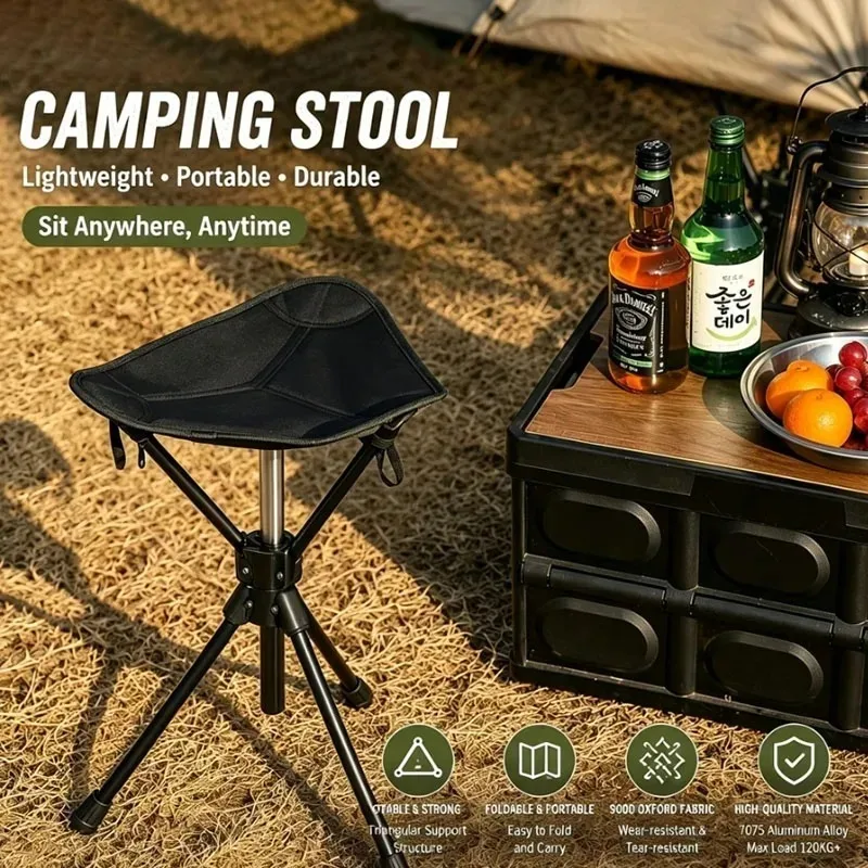 Outdoor Telescopic Folding Chair for Camping, Portable Camping Folding Chair, Camping Portable Bench for Queuing and Fishing.