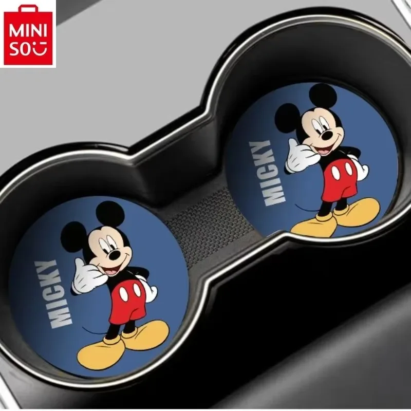 MINISO Disney cartoon Mickey decoration in car, anti slip storage pad, universal women's car accessories, water cup pad