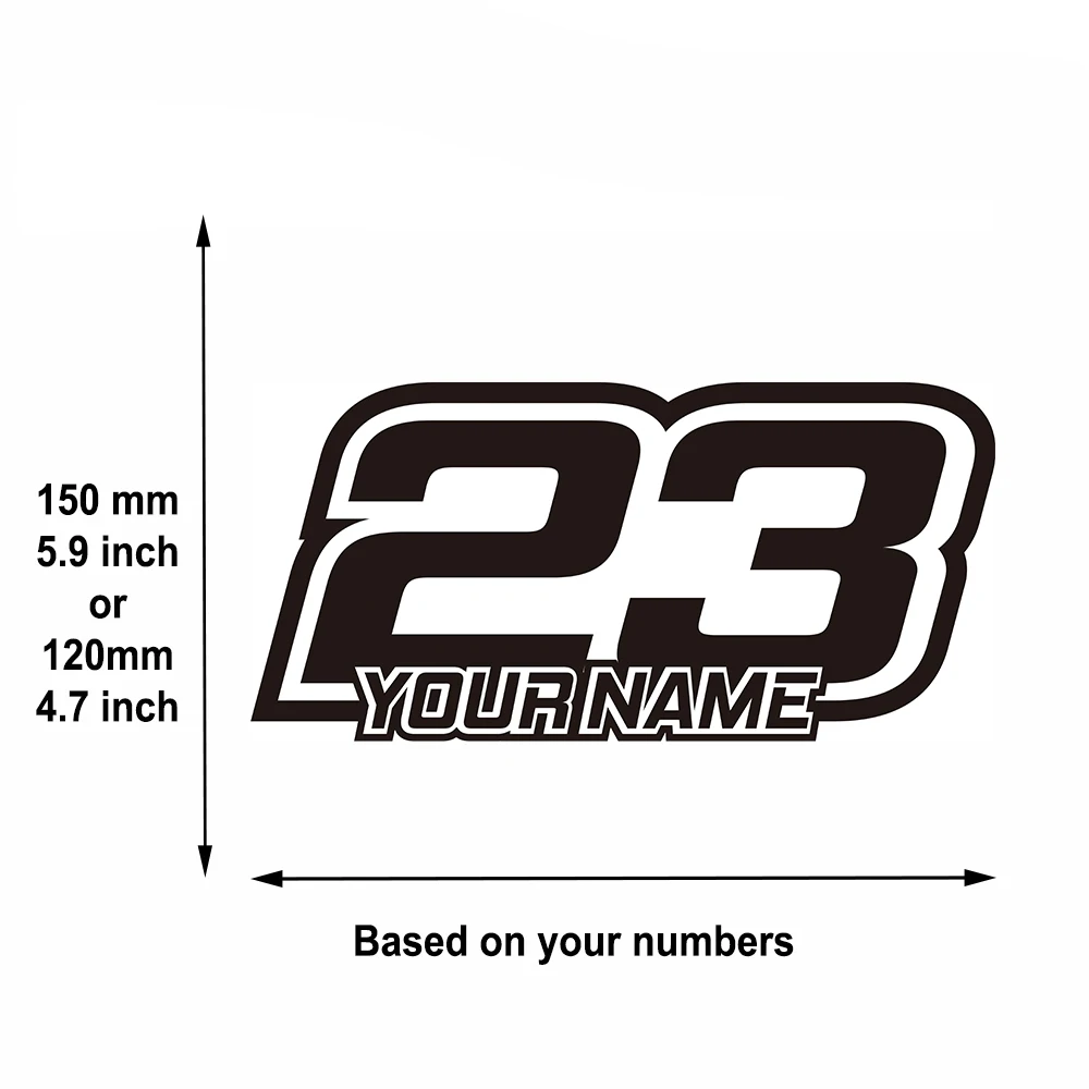 2x Custom Race Numbers Name Stickers Decals Vinyl Racing For Bike Car