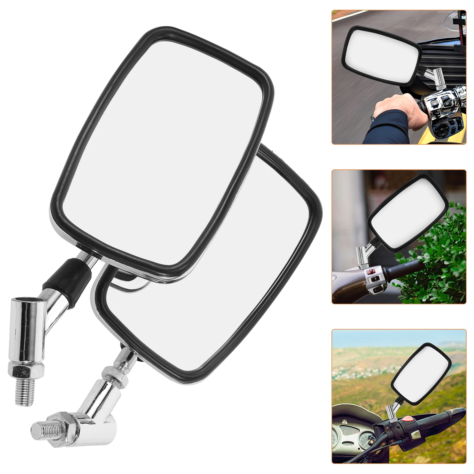 

Large Field of View Motorcycle Rear Mirrors Square Design Durable Shock Resistant Easy Installation Universal Side Mirrors