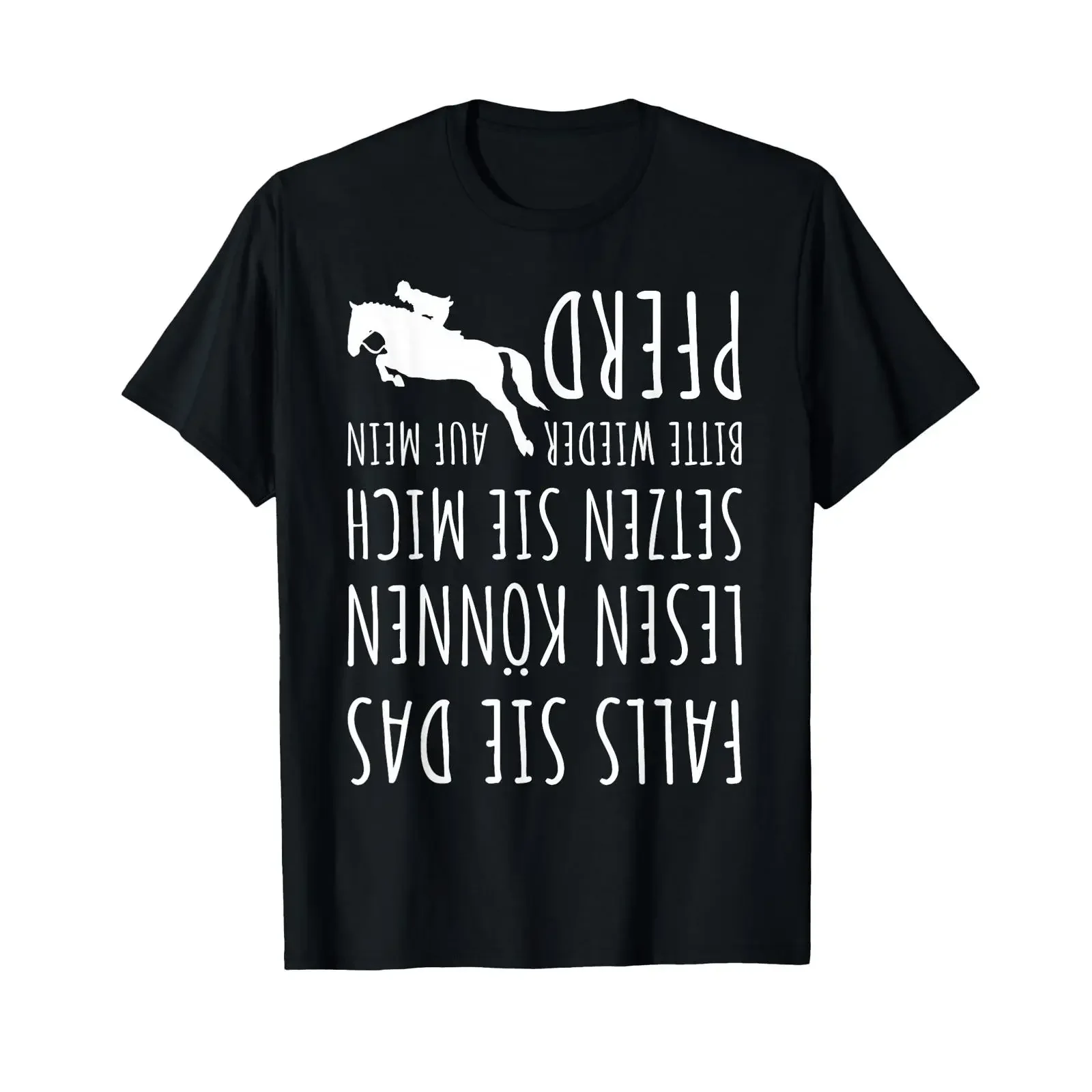 Rider T-Shirt mit deutschem Text „Vom Pferd gefallen“, Sprachspiel, Vintage-Look, gewaschene Grafik, Streetwear, stilvoll, bequem.