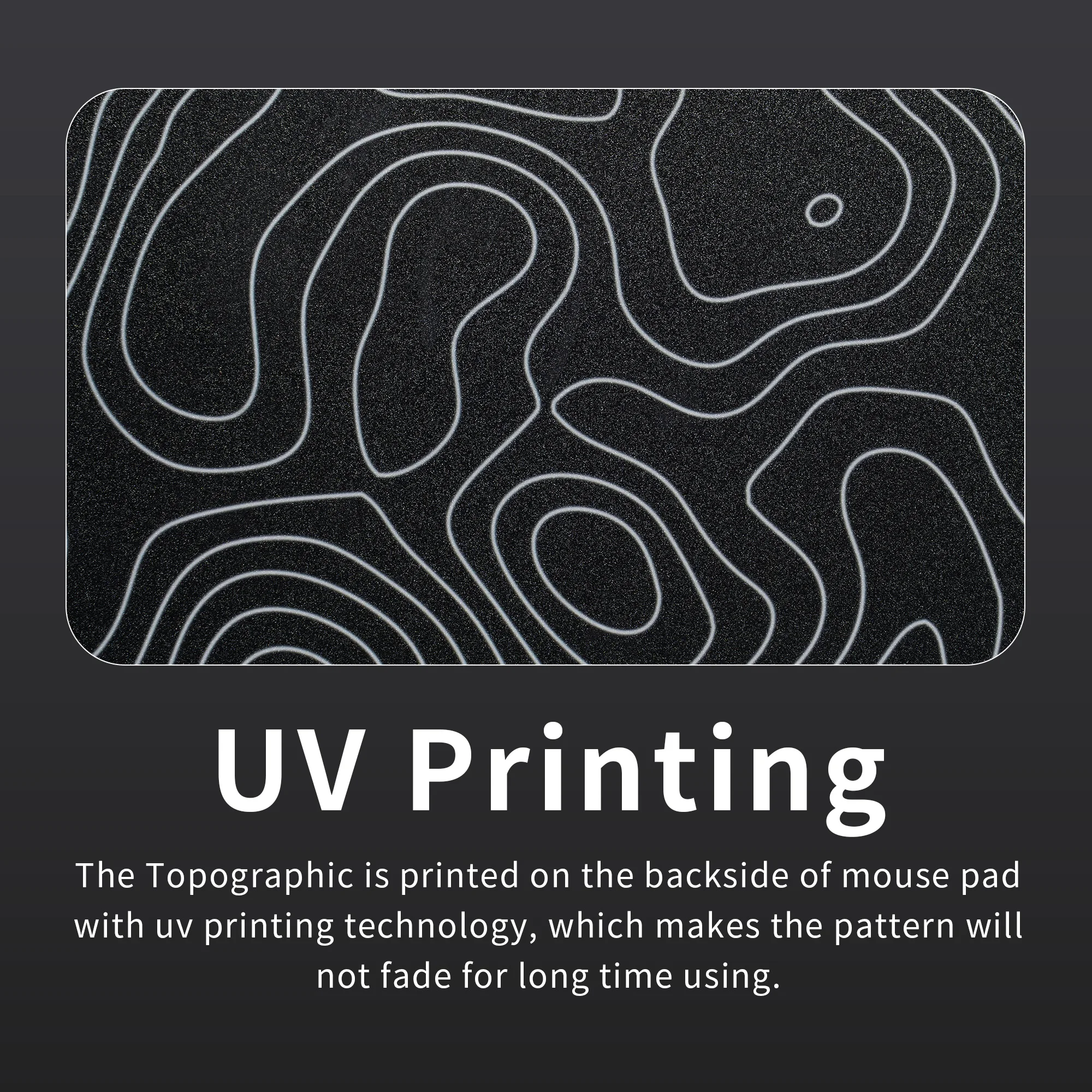 XVX black Glass Mouse Pad Topographic Map Large Glass Gaming Mousepad Hard Mouse Pad for Speed and Precision Suitable for Gaming