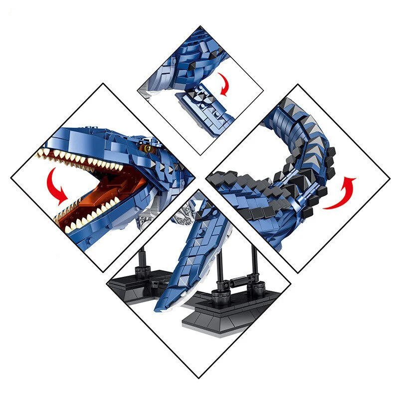 Creatieve Expert Moc Panlos 611005 Dinosaurus Wereld Diepzee Mosasaurus Model 1859 Stuks Bouwstenen Puzzel Speelgoed Voor Cadeau