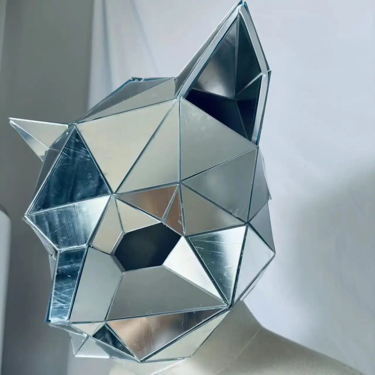 Mirror Chrome Plated Mask Metallic Animal Demon DJ Helmet for Festival Party Rave Costume Cosplay Halloween