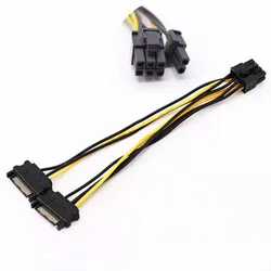2 SATA Power to 8 Pin (6+2) PCI Express PCI-E Video Card Power Cable Adapter 0.2m