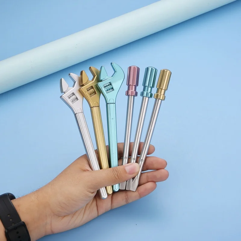 48pcs/lot Creative Wrench Screwdriver Shape Gel Pen Cute 0.5mm Black Ink Signature Pens Promotional Gift Office School Supplies