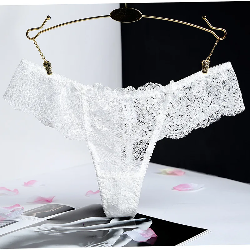 Sexy Lace Thong One Piece Seamless Transparent Panties Women Pure Cotton Crotch Women Low Waist T-string Pants