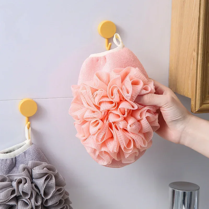 2 In1 Body Exfoliating Scrubber Gloves Cleaning Flower Bathroom Shower Ball Body Scrubber Bath Sponge Bathroom Tool